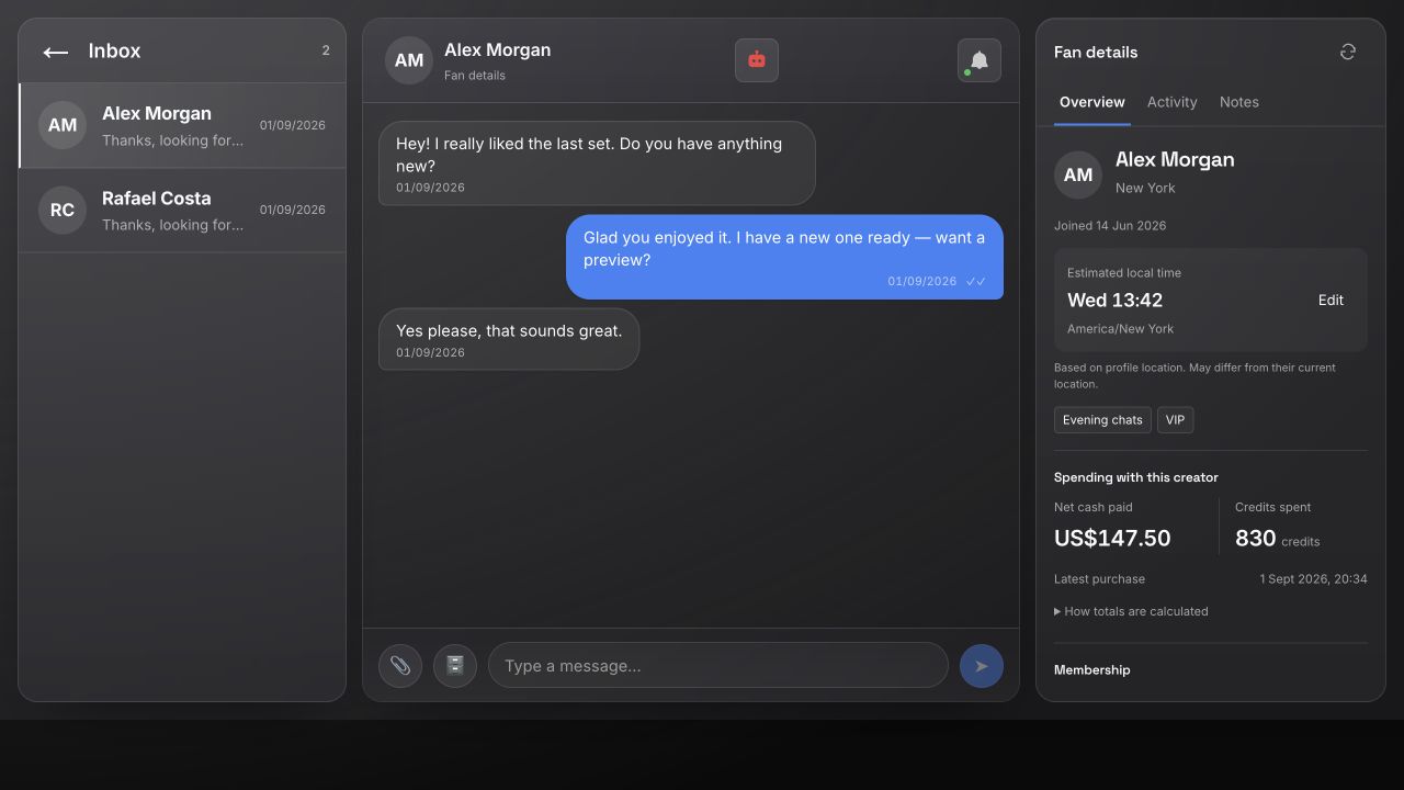 Nexfan chat demonstration
